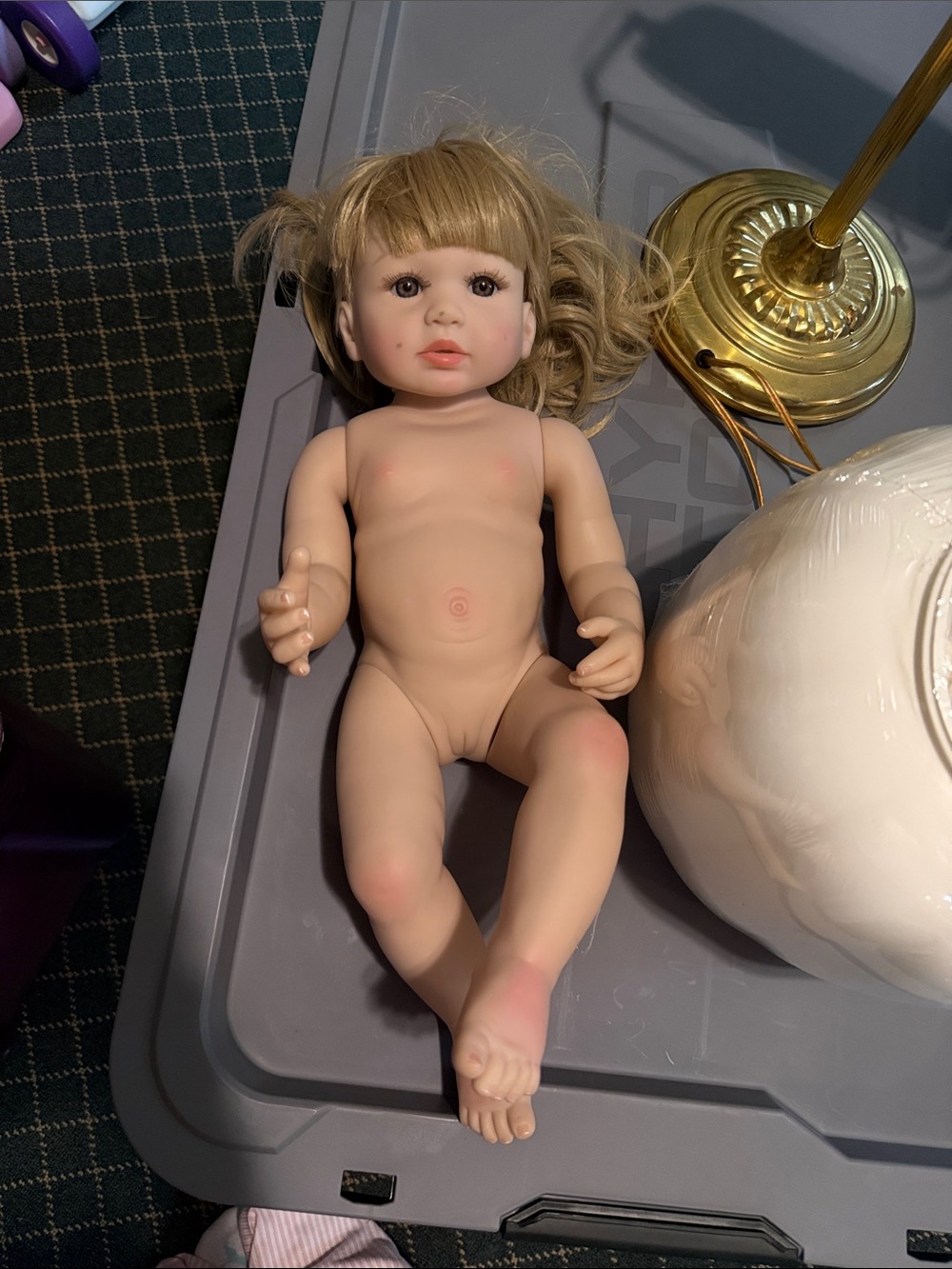Blonde-Haired Realistic Baby Doll for Kids - Soft Skin Nude Doll